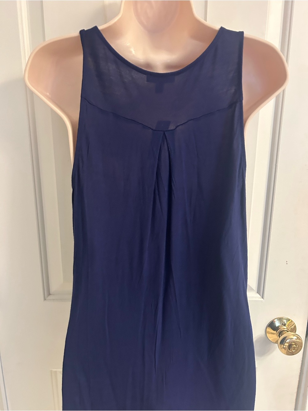 NWT-Express Blue  V-Neck Sleeveless Tank with Gold Zip - Picture 8 of 12